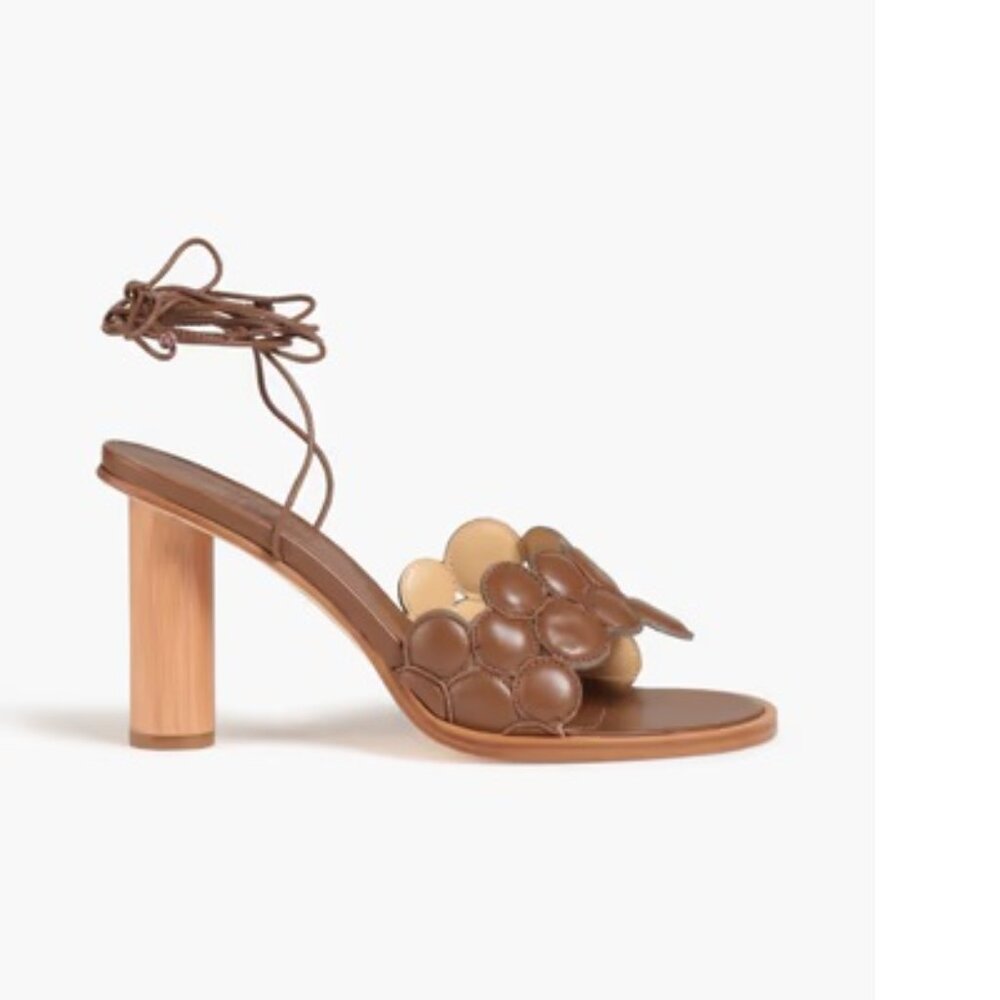 A.W.A.K.E. MODE Brown Iris Leather Sandal Heels Size 38 1/2 (8.5 US)